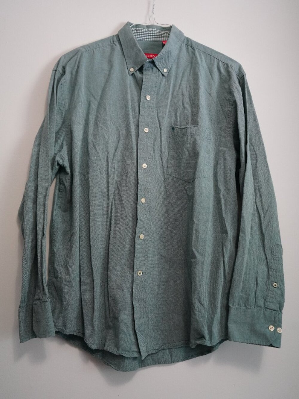 Izod Long Sleeve Dress Shirt-Mens L-100% Cotton